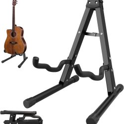 A-Frame Folding Guitar Stand - 1/2/4 Pack, Non-Slip Rubber and Foam Arms, Supports Acoustic, Electric, Bass, Ukulele, Banjo